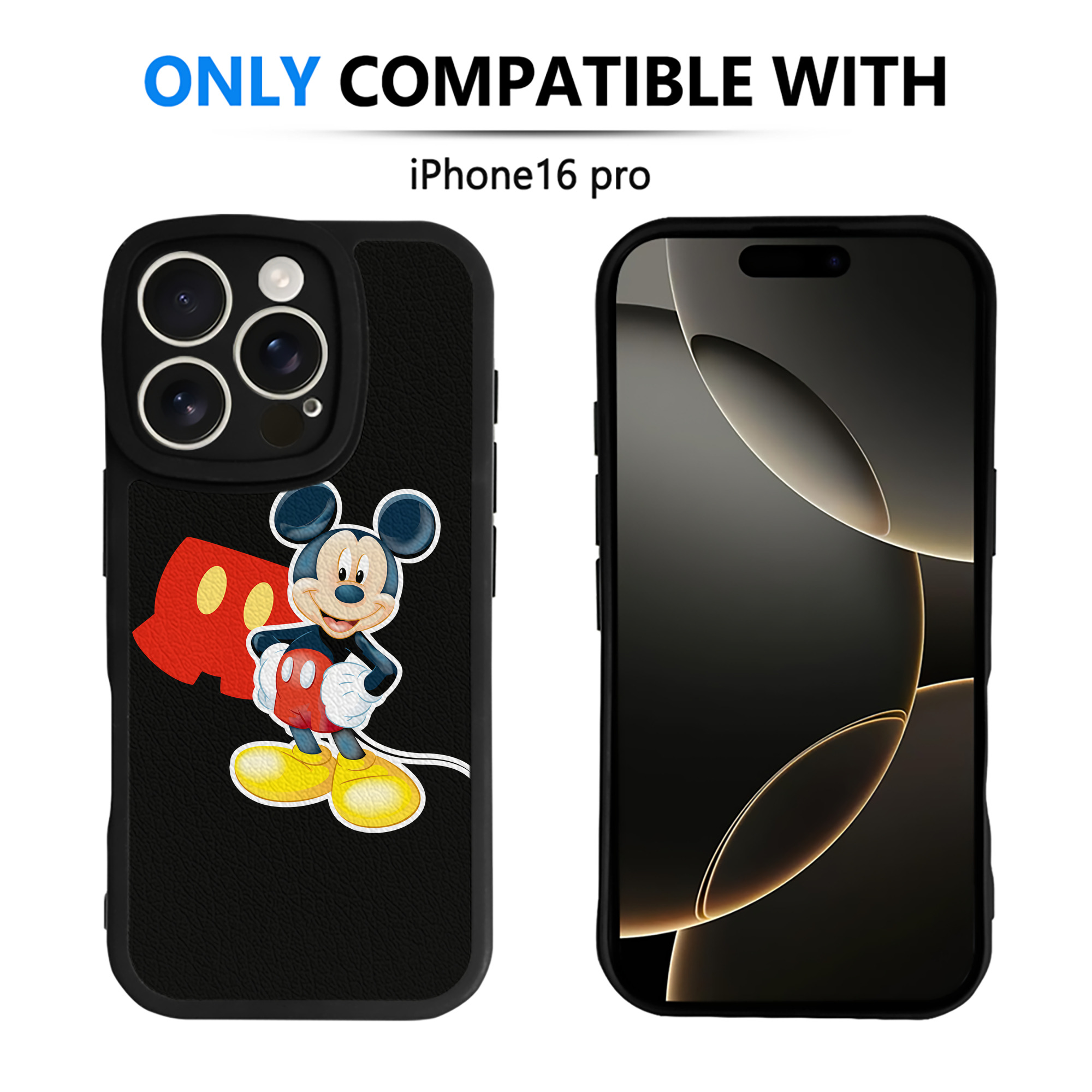 （画像用） ミッキーマウス Mickey Mouse 【iPhone 16シリーズ対応】シリコンスマホケース（レザー調） 材質：シリコン